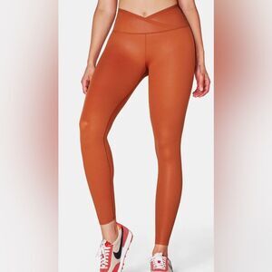 Fanka Body Sculpt Faux Leather Leggings Orange Small NWT